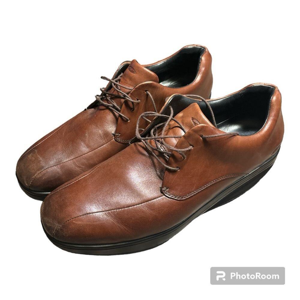 MBT MEN'S KABISA TOFFEE LEATHER OXFORD COMFORT ROCKER TONING SHOES US 11-11.5